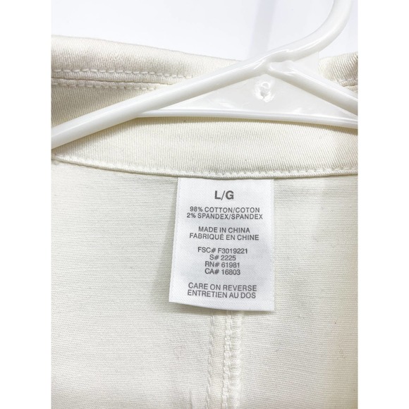 Vintage Womens 2 Button White Blazer with Floral Print on Neckline Size L - Picture 3 of 7